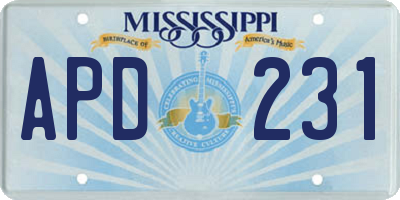 MS license plate APD231