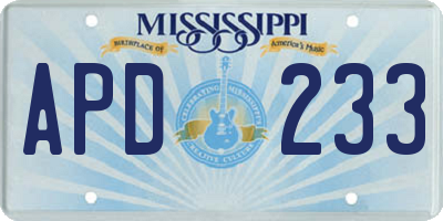 MS license plate APD233