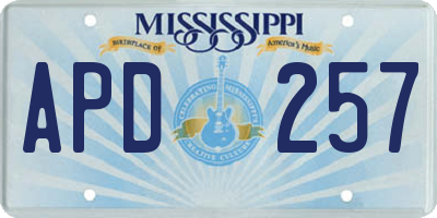 MS license plate APD257