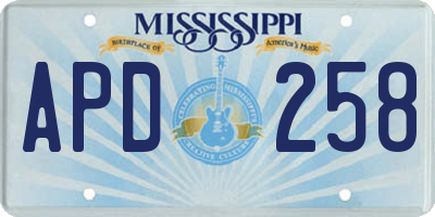 MS license plate APD258