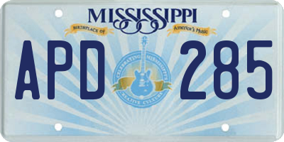 MS license plate APD285