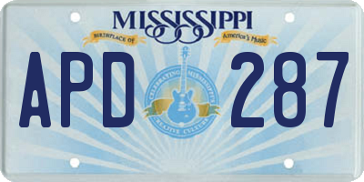 MS license plate APD287