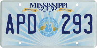 MS license plate APD293