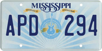 MS license plate APD294