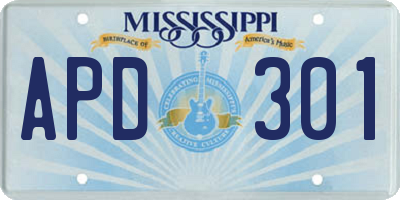 MS license plate APD301