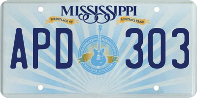 MS license plate APD303