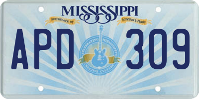 MS license plate APD309