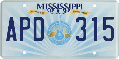 MS license plate APD315