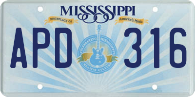 MS license plate APD316