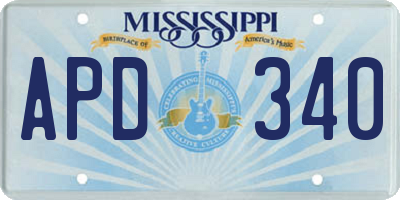 MS license plate APD340