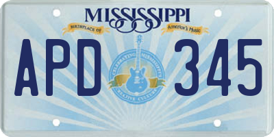 MS license plate APD345