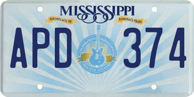 MS license plate APD374