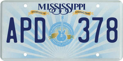 MS license plate APD378