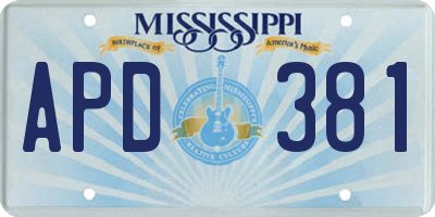 MS license plate APD381