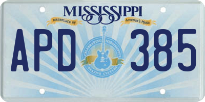 MS license plate APD385