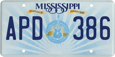 MS license plate APD386