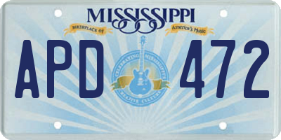 MS license plate APD472