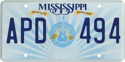 MS license plate APD494