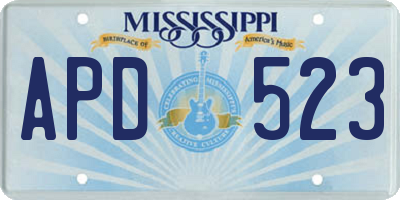 MS license plate APD523