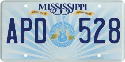 MS license plate APD528