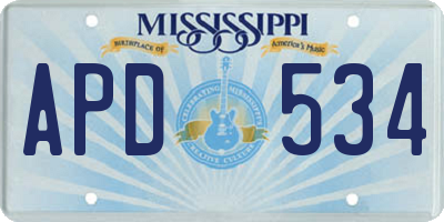 MS license plate APD534