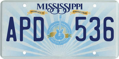 MS license plate APD536