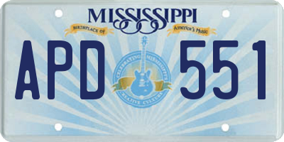 MS license plate APD551