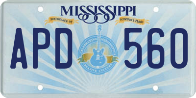 MS license plate APD560