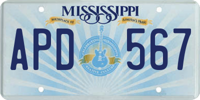MS license plate APD567