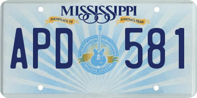 MS license plate APD581