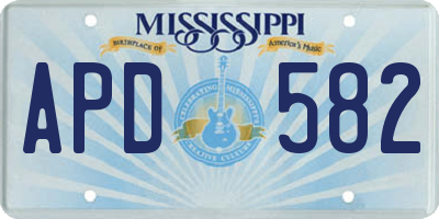 MS license plate APD582