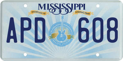 MS license plate APD608