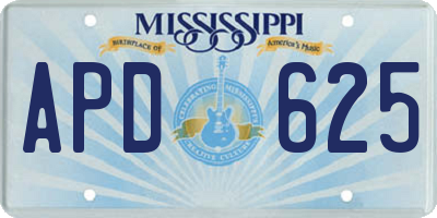 MS license plate APD625