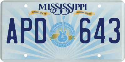 MS license plate APD643