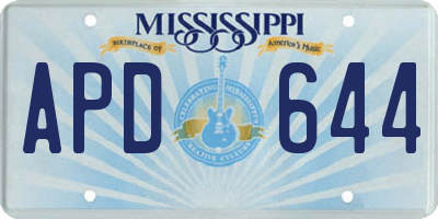 MS license plate APD644