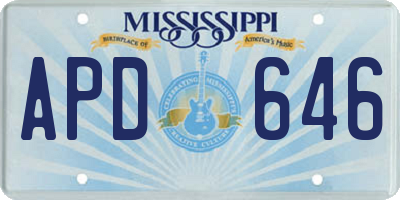 MS license plate APD646