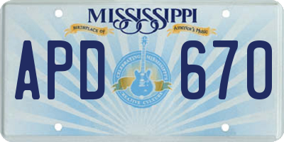 MS license plate APD670