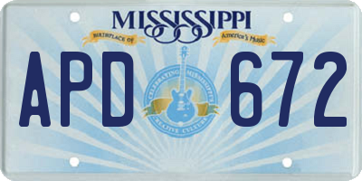 MS license plate APD672