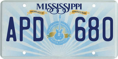 MS license plate APD680