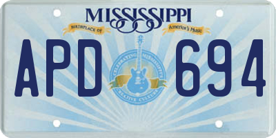 MS license plate APD694