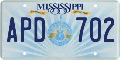 MS license plate APD702