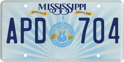 MS license plate APD704