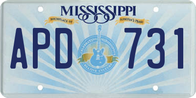 MS license plate APD731
