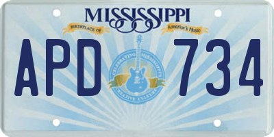 MS license plate APD734