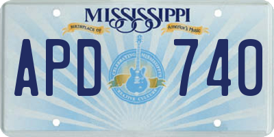 MS license plate APD740