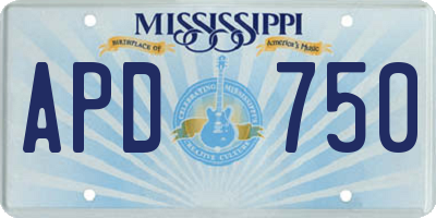 MS license plate APD750