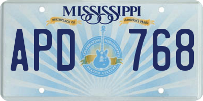 MS license plate APD768