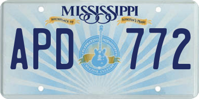 MS license plate APD772