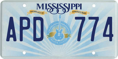 MS license plate APD774