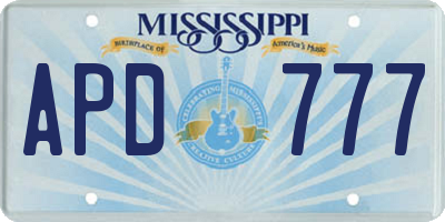 MS license plate APD777